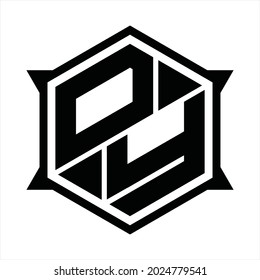 OY Logo monogram with hexagon and sharp shape design template