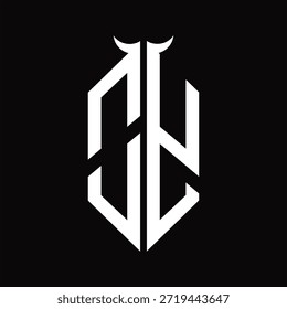 OY Logo monogram with horn shape isolated black and white design template on black background