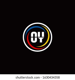OY logo monogram isolated on circle shape with 3 slash colors rounded design template