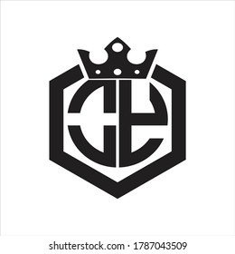 OY Logo monogram rounded by hexagon shape with crown design template on white background