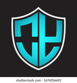 OY Logo monogram with shield shape isolated blue colors on outline design template