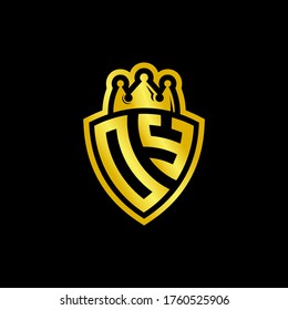 OY-Monogramm-Logo mit Schild- und Krondesign-Vorlage einzeln auf schwarzem Hintergrund