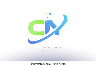oy o y alphabet green blue swoosh letter company logo vector icon design template