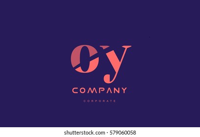oy o y alphabet small letter blue pink creative design vector company logo icon template 