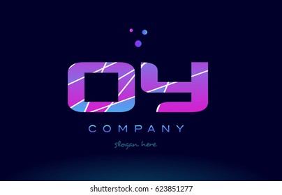 oy o y  creative color blue background pink purple magenta alphabet letter company logo vector icon