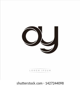 oy o y Initial Letter Split Lowercase Modern Monogram linked outline rounded logo