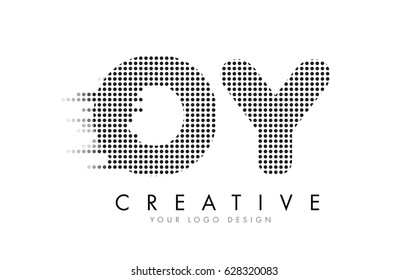 OY O Y Letter Logo Design with Black Dots and Bubble Trails.