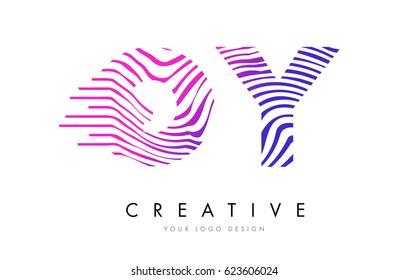 OY O Y Zebra Letter Logo Design with Black and White Stripes Vector