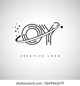 OY Orbit Monogram Logo – Futuristic Minimal Letter mark with Circular Line Art, Tech-Inspired Dots and Space Motion Concept for Modern Branding Identity