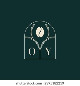 Diseño de logotipo único y simple combinación de letras y grano de café