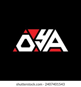 OYA triangle letter logo design with triangle shape. OYA triangle logo design monogram. OYA triangle vector logo template with red color. OYA triangular logo Simple, Elegant, and Luxurious design.