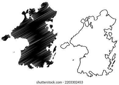 Oyano-jima and Nokama island (Japan, East Asia, Japanese archipelago, Amakusa Islands) map vector illustration, scribble sketch Oyanojima map