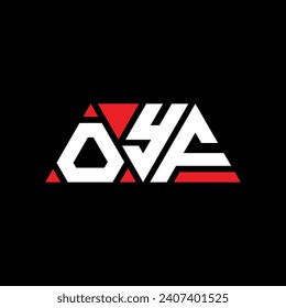 Diseño del logotipo de la letra triangular OYF con forma triangular. Monograma de diseño del logotipo del triángulo OYF. Plantilla de logotipo vectorial de triángulo OYF con color rojo. Logotipo triangular OYF Diseño sencillo, elegante y lujoso.