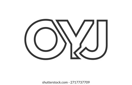 PLANTILLA de diseño de logotipo OYJ con texto fuerte y moderno en negrita. Logotipo de Vector inicial basado en tipografía simple y mínima. Identidad de empresa de moda ideal para la presencia de la marca de las empresas.