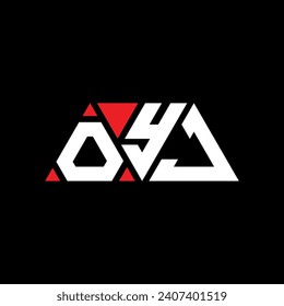 OYJ triangle letter logo design with triangle shape. OYJ triangle logo design monogram. OYJ triangle vector logo template with red color. OYJ triangular logo Simple, Elegant, and Luxurious design.