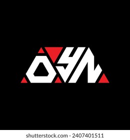 OYN triangle letter logo design with triangle shape. OYN triangle logo design monogram. OYN triangle vector logo template with red color. OYN triangular logo Simple, Elegant, and Luxurious design.