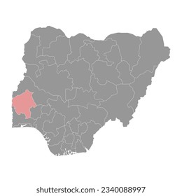 Oyo State Map, administrative Abteilung des Landes Nigeria. Vektorgrafik.