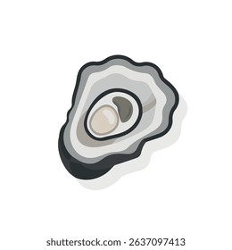 oyster 2D flat vector illustration icon, isolated on a white background.

