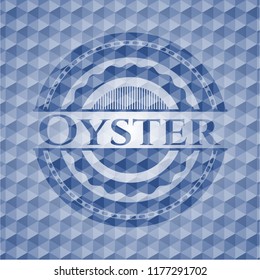 Oyster blue emblem with geometric pattern.