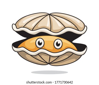 Oyster Cartoon Cute Clam Illustration Shellfish