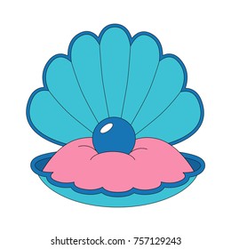 Oyster cartoon. Outlined illustration with thin line black stroke