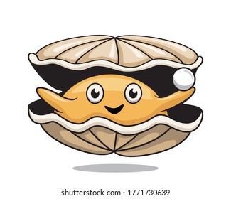 Oyster Cartoon Pearl Clam Illustration Shellfish