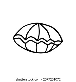 oyster clam hand drawn doodle. vector, minimalism, scandinavian, monochrome, nordic. marine life sea ocean sticker icon
