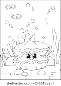 Oyster coloring page for kids 