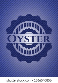 Emblema de ostión con textura de jean. Ilustración vectorial. Detallado. 
