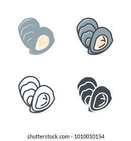 Oyster food flat line sihlouette