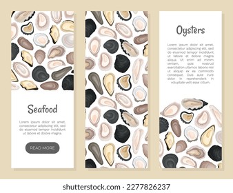 Oyster Fresh Seafood Banner Design with Sea Delicacy Food Vector Template