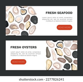 Oyster Fresh Seafood Banner Design with Sea Delicacy Food Vector Template