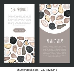 Oyster Fresh Seafood Banner Design with Sea Delicacy Food Vector Template