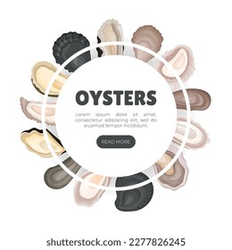 Oyster Fresh Seafood Banner Design with Sea Delicacy Food Vector Template