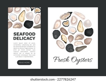 Oyster Fresh Seafood Banner Design with Sea Delicacy Food Vector Template