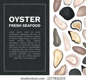 Oyster Fresh Seafood Banner Design with Sea Delicacy Food Vector Template