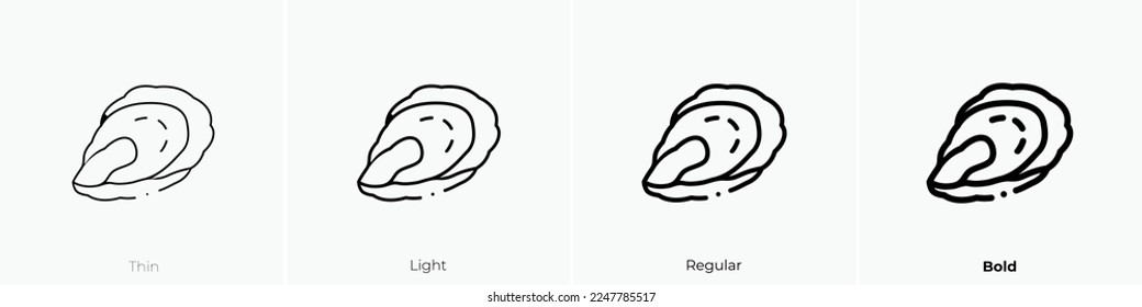 oyster icon. Thin, Light Regular And Bold style design isolated on white background