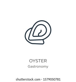 Oyster icon. Thin linear oyster outline icon isolated on white background from gastronomy collection. Line vector sign, symbol for web and mobile