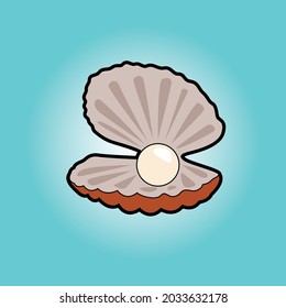 An oyster illustration vector for flashcards