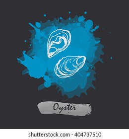 Oyster isolated seafood on watercolor splash