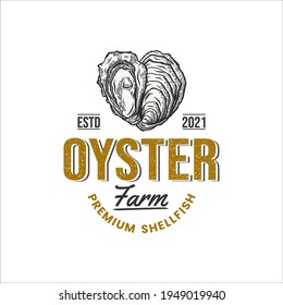 oyster logo retro, oyter hand draw vector, oyter engraving logo.