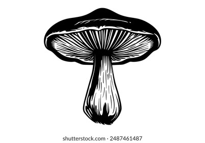 Oyster Mushroom black Silhouette Vector isolated on a white background