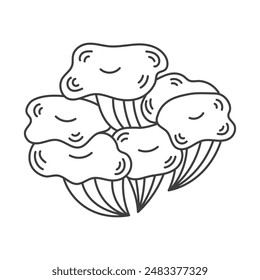 Oyster Mushroom Doodle Line Icon. Hand drawn forest fungus sketch. Food Ingredient symbol. Isolated vector illustration