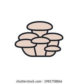 Oyster mushroom icon. Vector isolated linear color icon contour shape outline. Thin line. Modern glyph design. Mushrooms. Food ingredients.