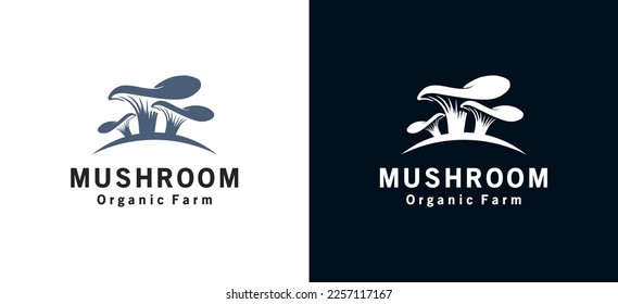 Oyster mushroom logo design, food consumption mushroom silhouette vector illustration