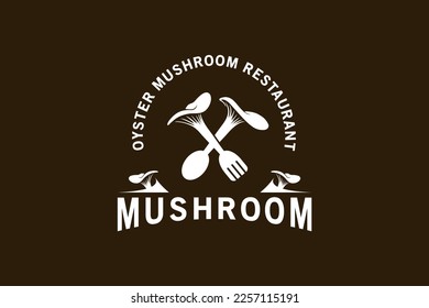 Oyster mushroom logo design, mushroom restaurant symbol vector illustration