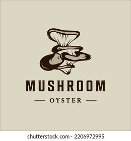 oyster mushroom logo vector vintage illustration template icon graphic design. organic food sign or symbol for farm product with retro style