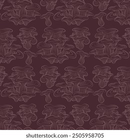 oyster mushroom outline pattern brown background