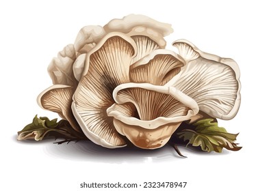 Oyster Mushroom round shape vector art white background.