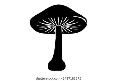 Oyster Mushroom Silhouette Vector, Mushroom black Silhouette Clipart